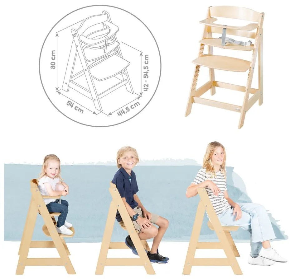 Scaun de masă pentru bebe bej/în culoare naturală Born Up 2in1 Luxe – Roba