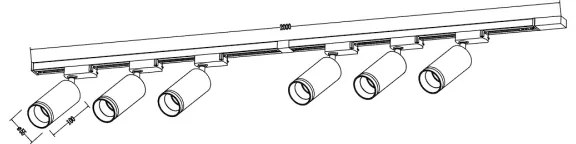 Spot pentru șină PIPE 6xGU10/10W/230V, alb