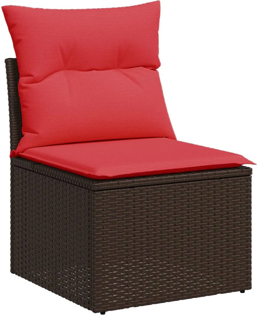 vidaXL Scaun de grădină fără brațe cu perne, maro, din poliratan