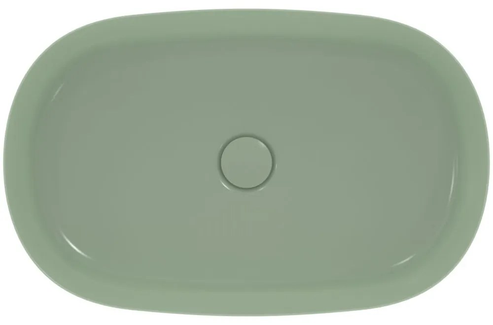 Lavoar pe blat verde lucios 60 cm, oval, fara preaplin, Ideal Standard Ipalyss Verde lucios