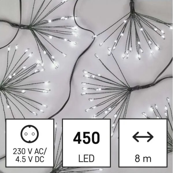 Ghirlandă LED de Crăciun 450 LED, 8+3 m, alb rece