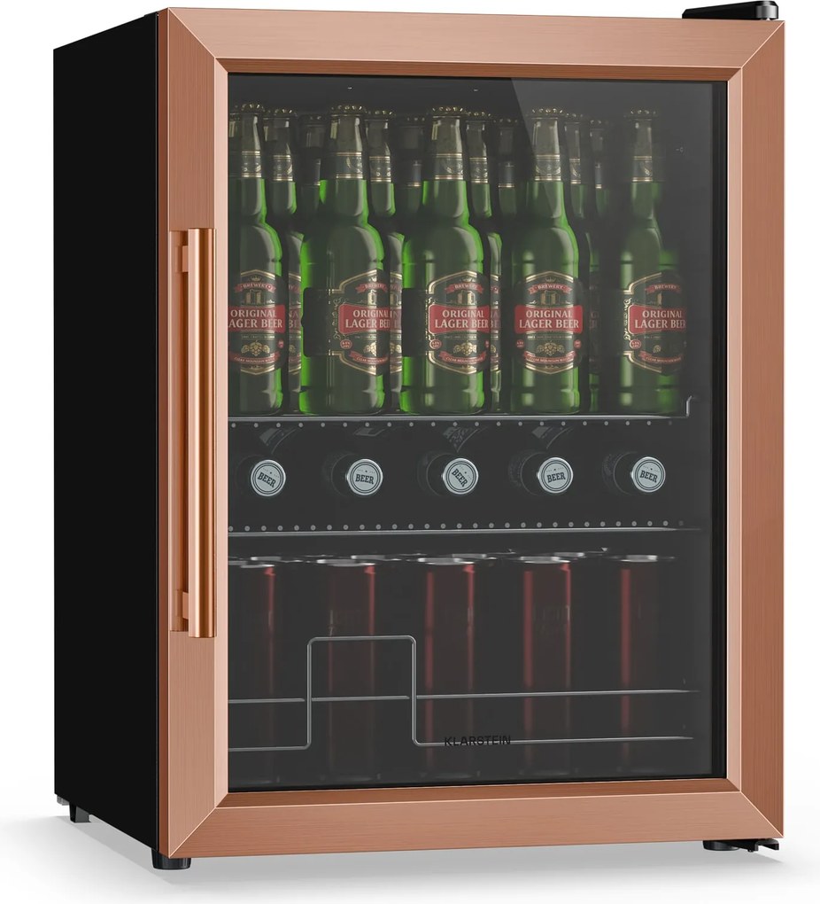Klarstein Beersafe frigider pentru băuturi cu ușă de sticlă | 64 x 48 cm | 60 litri | 85 W | Cupru/Negru