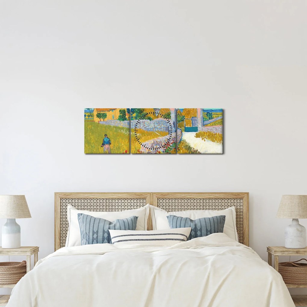 Tablou - Vincent van Gogh, Farmhouse in Provence, reproducere (cu ceas) (90x30 cm)