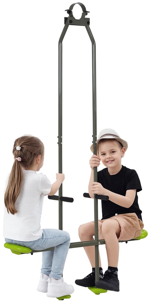 Outsunny Balansoar accesoriu față în față pentru copii din oțel și plastic pentru balansoar, 3-6 ani 97,5 x 23 x 170 cm verde | Aosom Romania