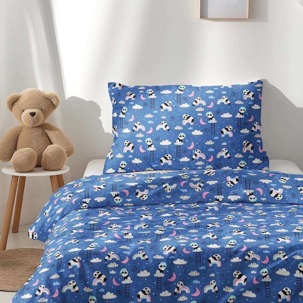 Goldea lenjerie de pat copii 100% bumbac - urșii panda dormind 140 x 200 și 50 x 70 cm