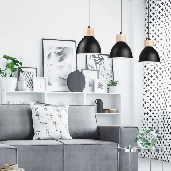 Lustră pe cablu NICO 3xE27/60W/230V neagră