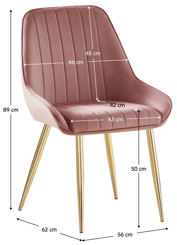 Scaun sufragerie Soddy (roz + auriu) . 1116452