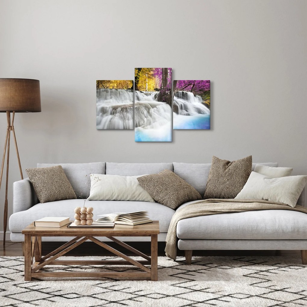 Tablou cu Erawan cascadă în pădure (90x60 cm)