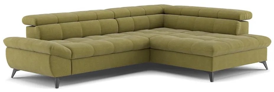 Canapea colțar extensibilă în L MARANO, dreapta, culoare măslinie