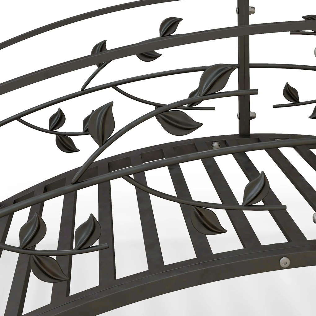 Outsunny Pod de grădină - pod de bazine - decor grădină dim. 119L x 67l x 47H cm cu balustradă motive de viță de vie oțel negru | Aosom Romania