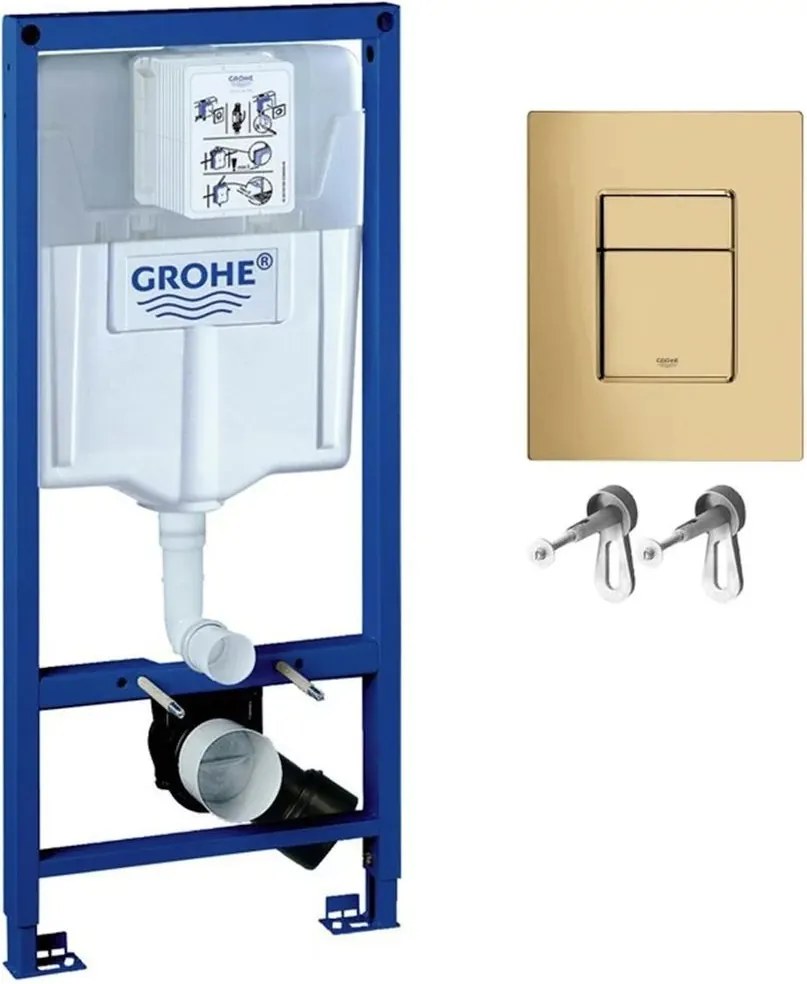 Set rezervor incastrat Grohe Rapid SL pentru vas wc cu clapeta auriu periat Skate Cosmopolitan