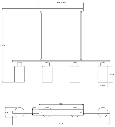Lustră pe cablu HADERA 4xE27/60W/230V Globo 15465-4H