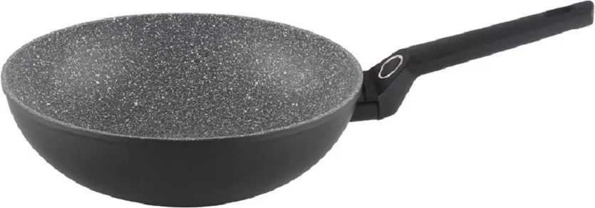 Tigaie wok Zilan ZLN3345, Diametru 28 cm, Adancime 9 cm, Material aluminiu, Compatibil inductie, Interior granit, Maner soft touch