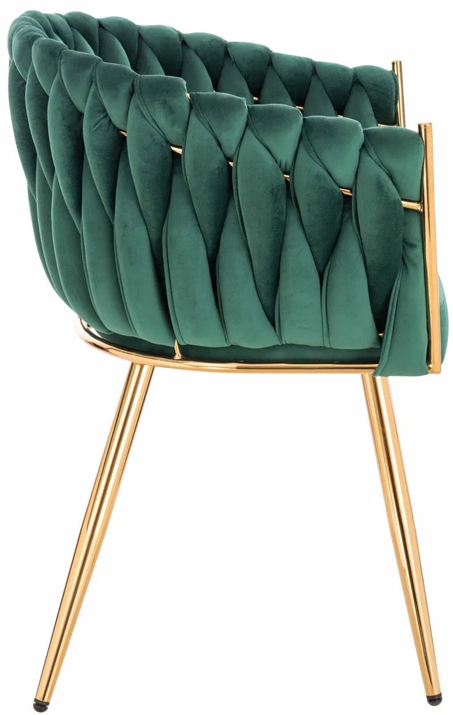 HR750 Scaun cu picioare Aurie Verde din Catifea