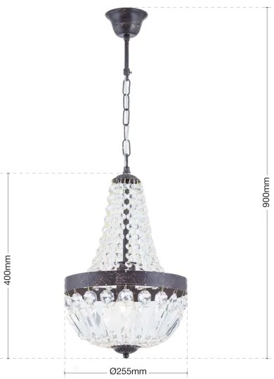 Lustră de cristal pe lanț Orion HL 6-1551/1 ARILA 1xE27/60W/230V maro/patină