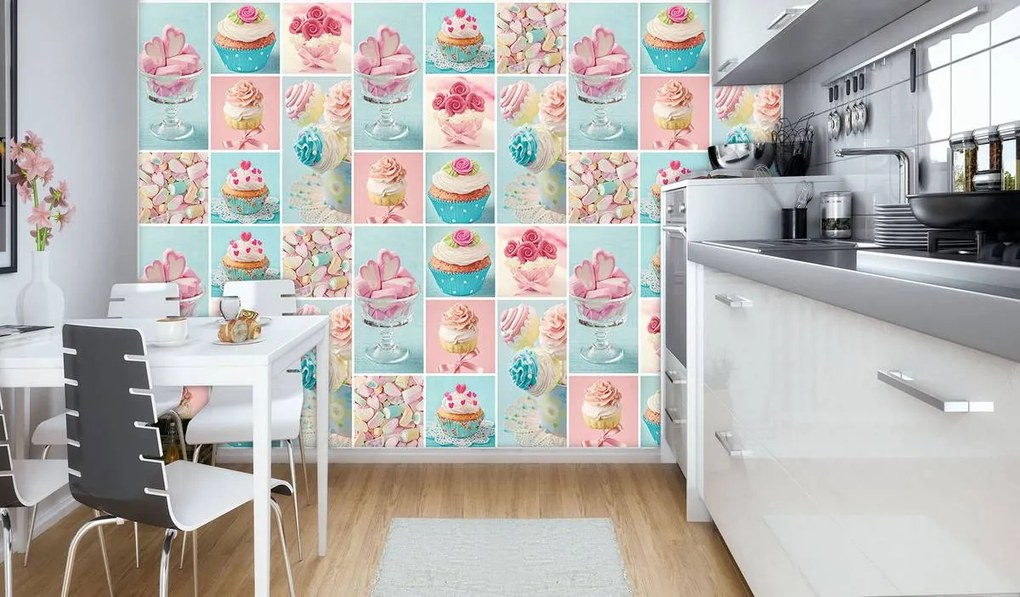 Fototapet - Prăjitură colorată și biscuiți (152,5x104 cm)