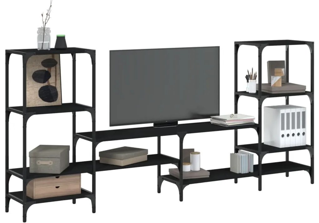 vidaXL Dulap TV, stejar fumuriu, 206,5x28,5x95 cm, lemn prelucrat