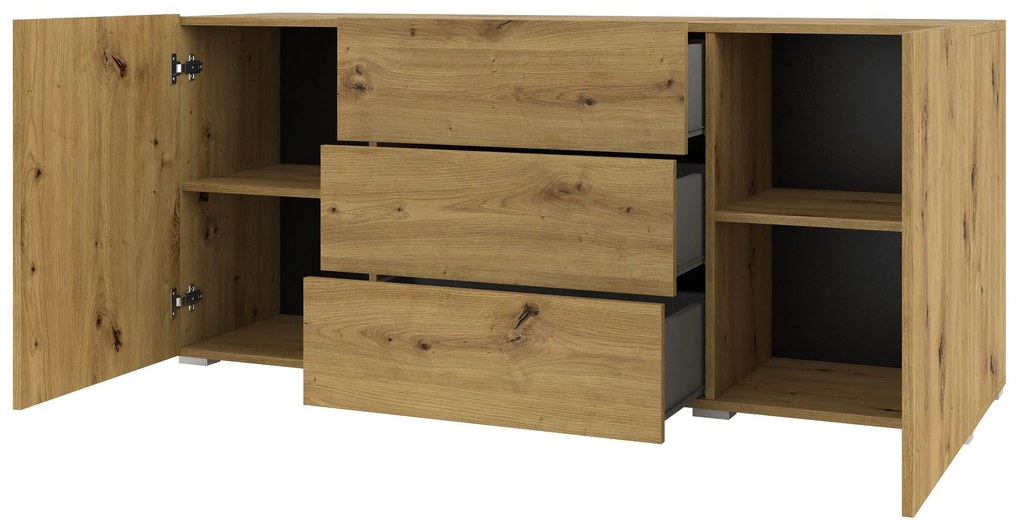 Comodă Avernic Typ 26 (negru + Stejar artisan). 1042059