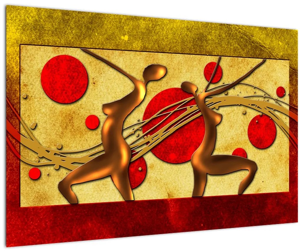 Tablou abstract cu două femei (90x60 cm)