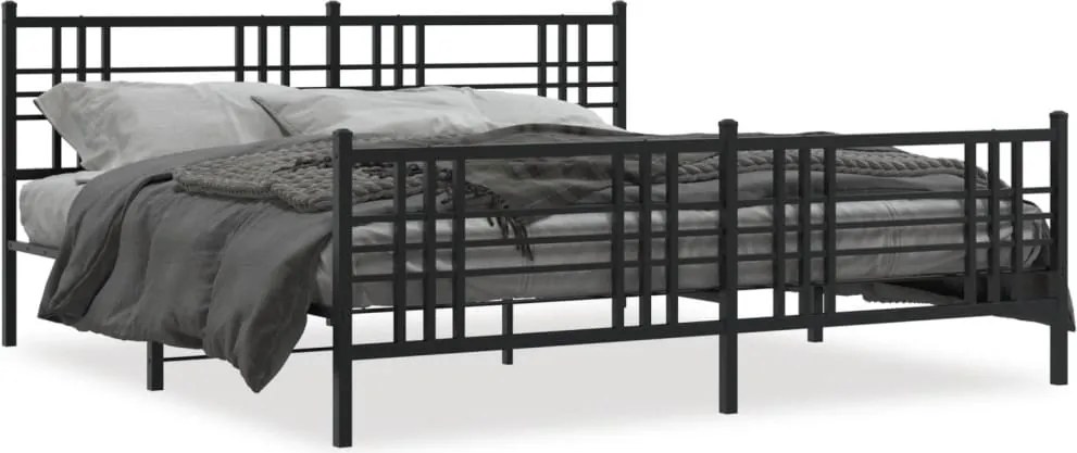 vidaXL Cadru pat metalic cu tăblii de cap/picioare, negru, 193x203 cm