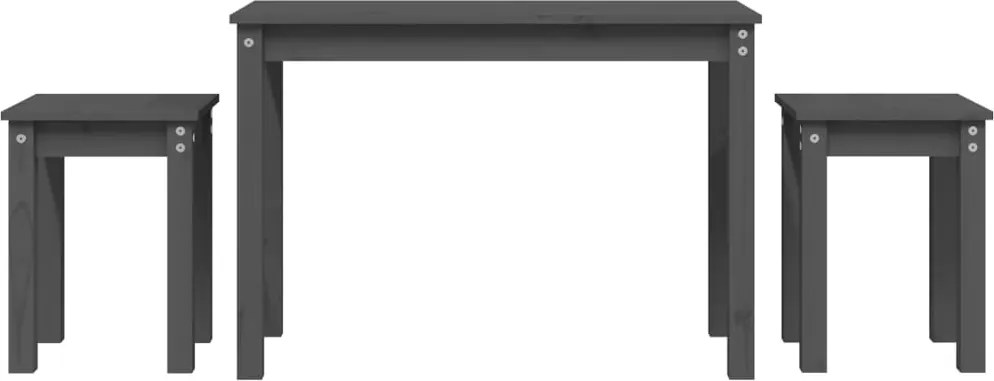 vidaXL Mese suprapuse, 3 buc., gri, lemn masiv de pin