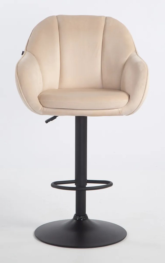 HR2055W Scaun Crem din Catifea cu Bază Neagră