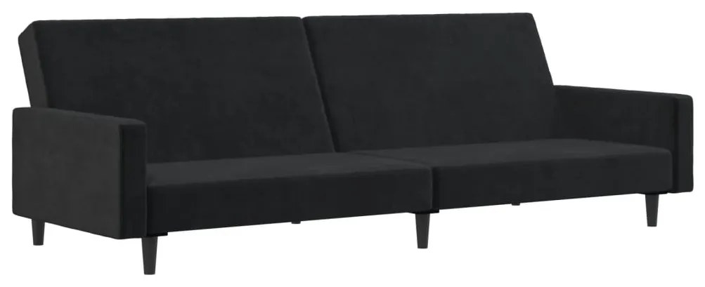 375740 vidaXL Canapea extensibilă cu 2 locuri, negru, catifea