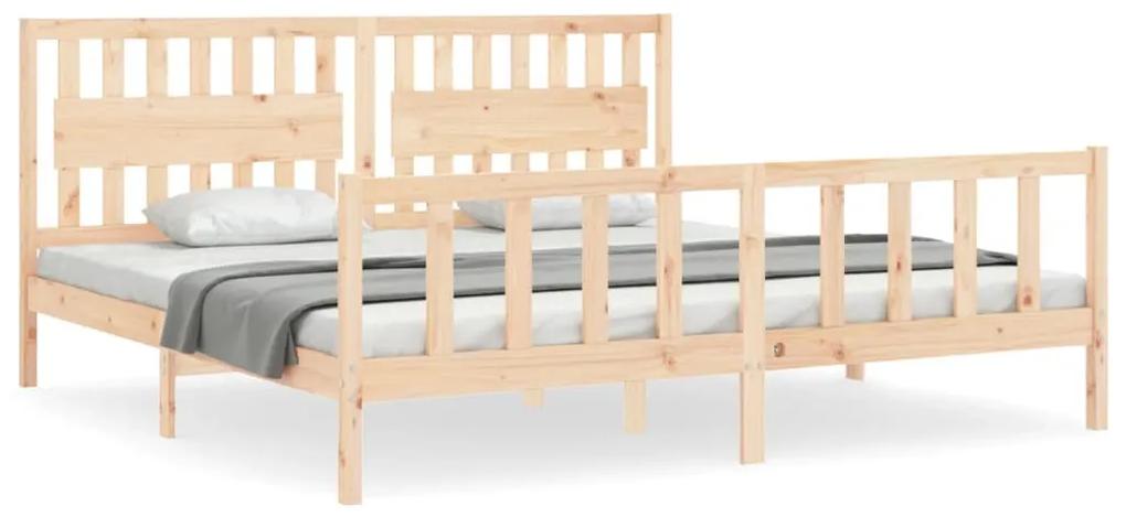 3192446 vidaXL Cadru pat cu tăblie 200x200 cm, lemn masiv de pin