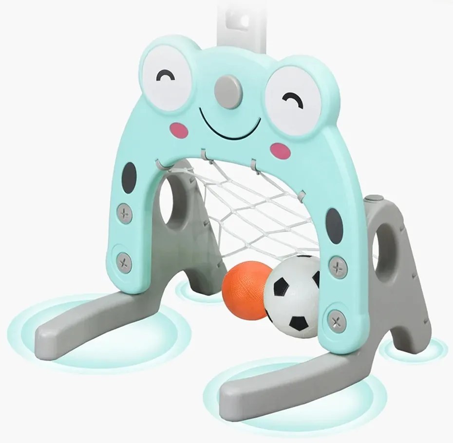 Panou de baschet 3 în 1 cu înălțime reglabilă și joc de aruncare inele, albastru