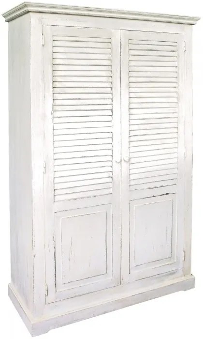 Dulap alb, din lemn masiv de pin, aspect french vintage, Persienne