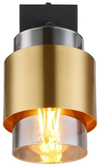 Spot de perete MILLEY 1xE27/40W/230V negru/alamă Globo 15560-1