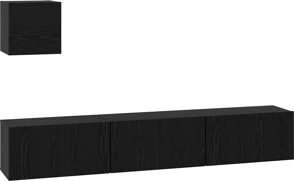 vidaXL Set comodă TV Pe perete 4 pcs Stejar Negru Lemn compozit