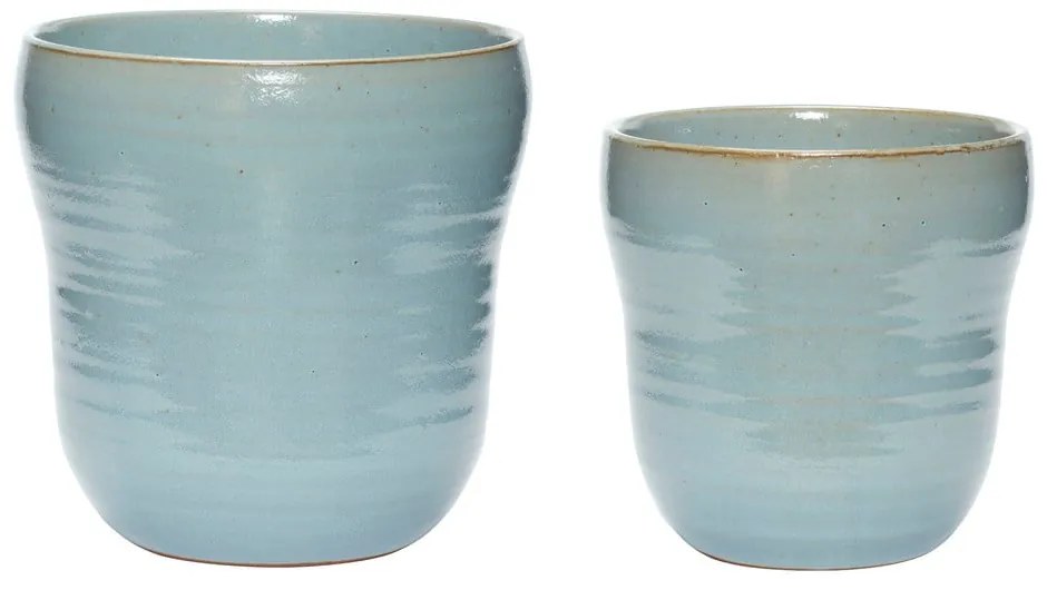 Set 2 ghivece din ceramică Hübsch Tina, albastru