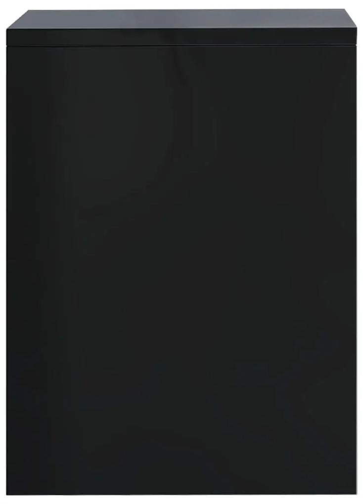 Noptiera, negru lucios, 40 x 30 x 40 cm, PAL 1, negru foarte lucios