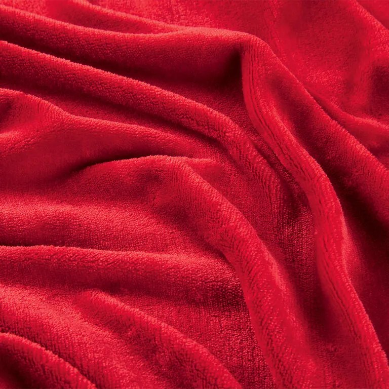 Cearceaf cu elastic din micropluş roşu pat simplu