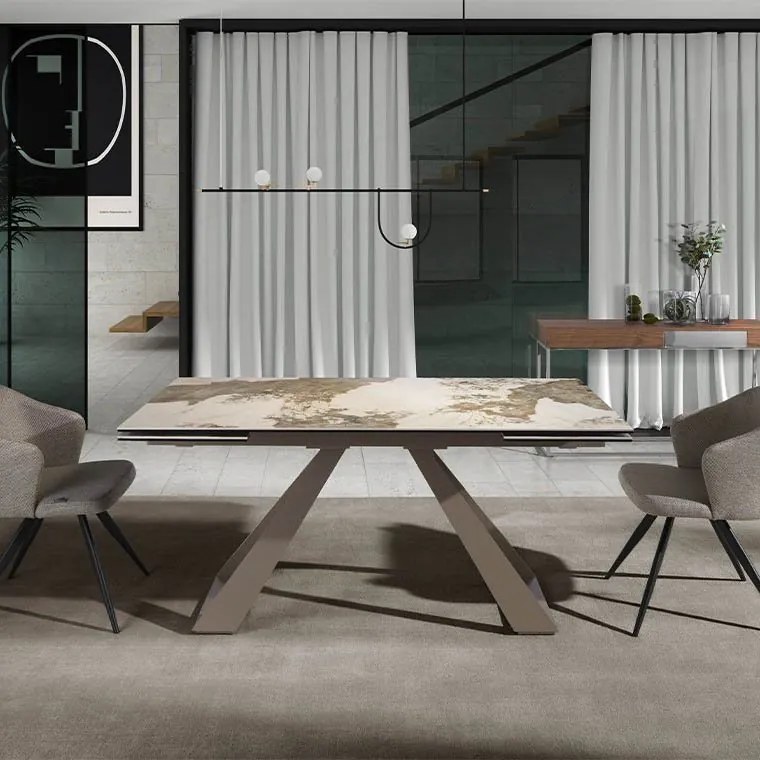 Masa extensibila deosebita design LUX Porcelain Marble 160-240cm