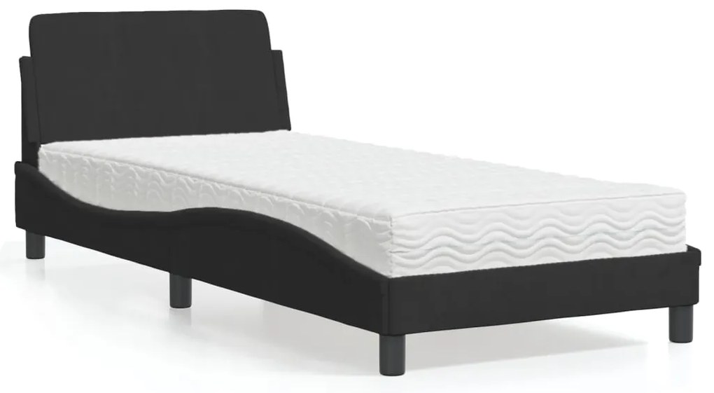 vidaXL Pat cu saltea, negru, 80x200 cm, catifea