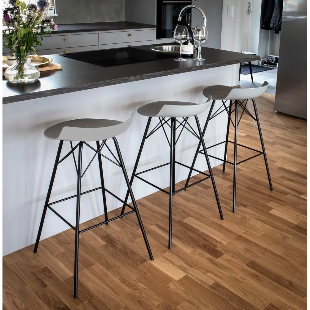 Set de scaune de bar gri 2 buc. (înălțime șezut 71 cm) Tori – Tenzo