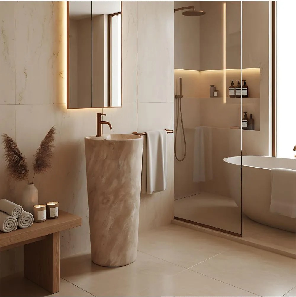 Lavoar freestanding de sine statator Ceramic Rea Blanka Savana Matt