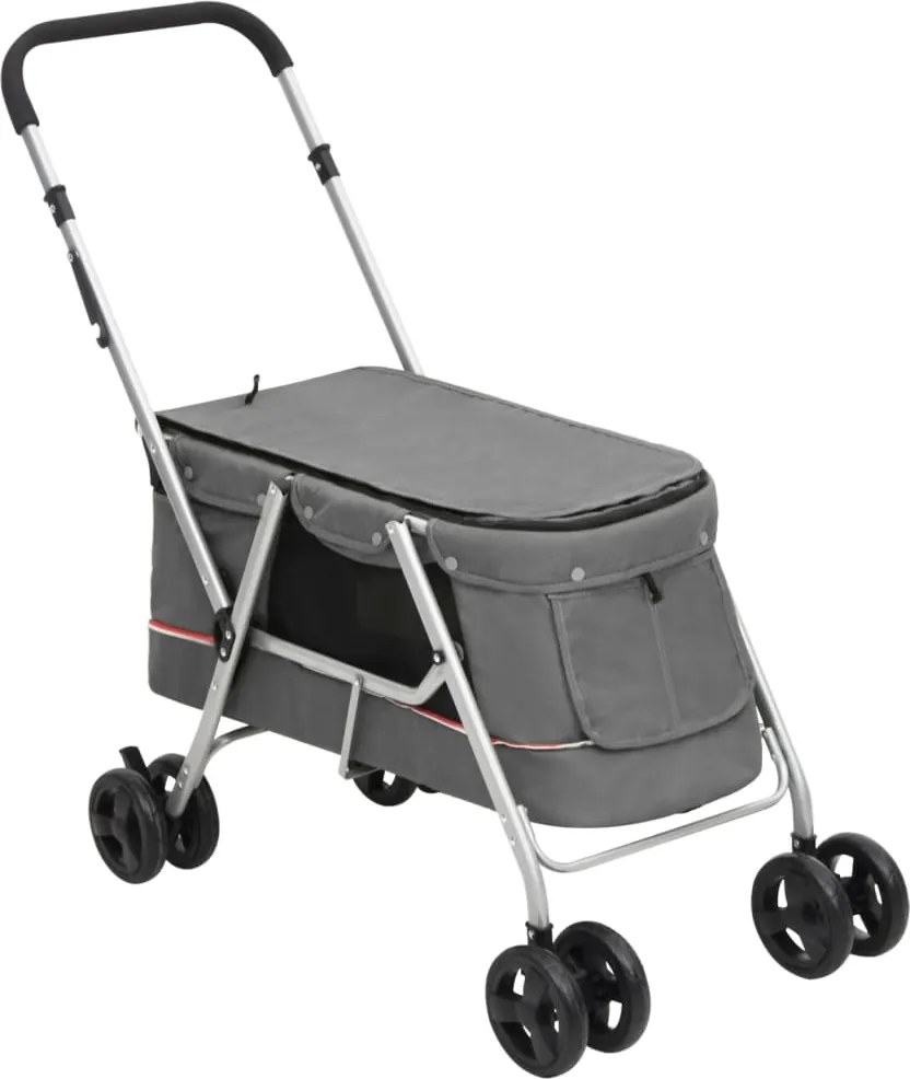 vidaXL Cărucior pliabil pentru câini, gri, 100x49x96 cm, pânză