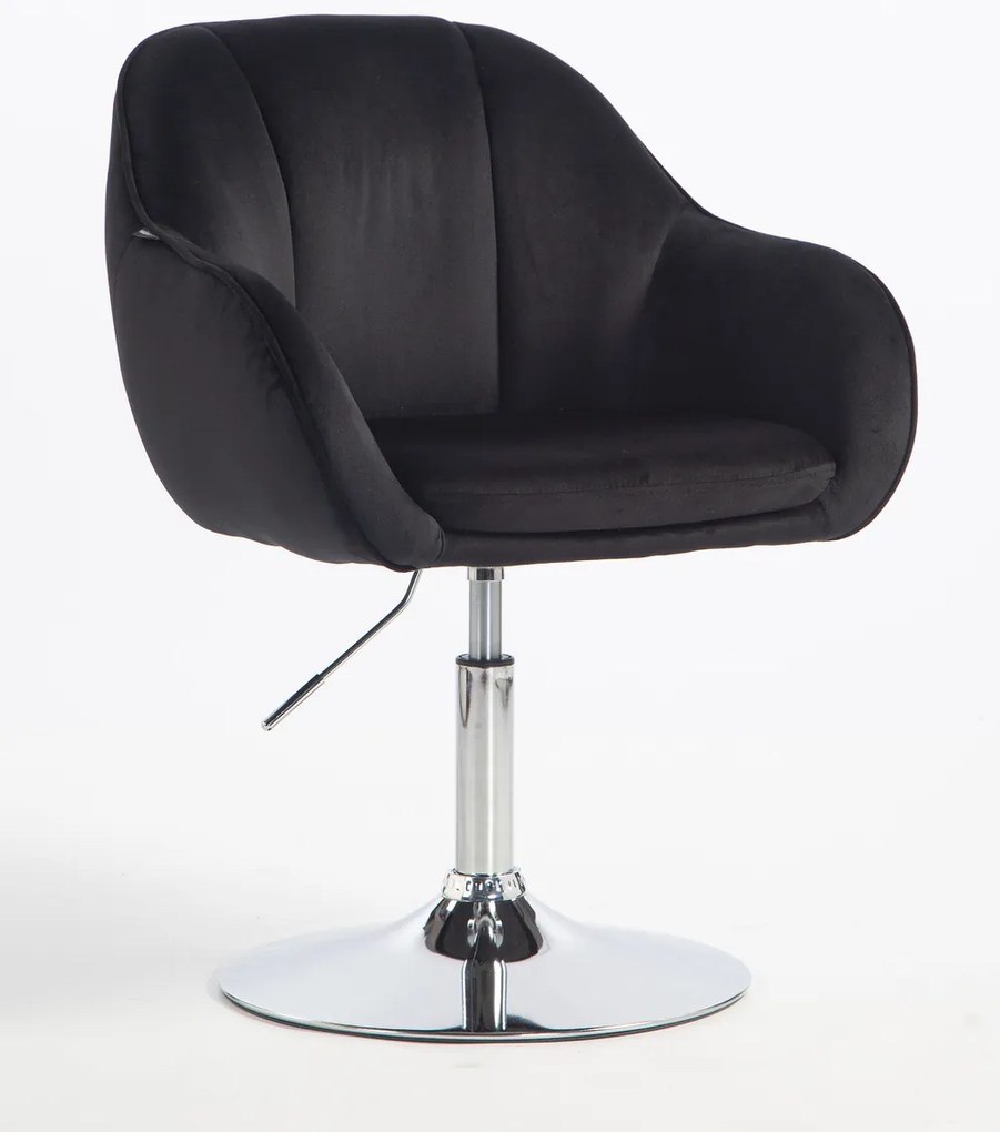 HR2055N Scaun Neagră din Catifea cu Bază Cromata