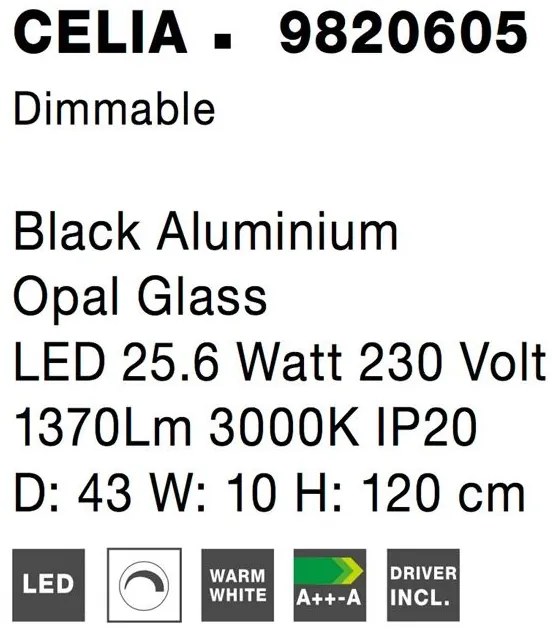 Lustra LED dimabila cu telecomanda design modern Celia negru