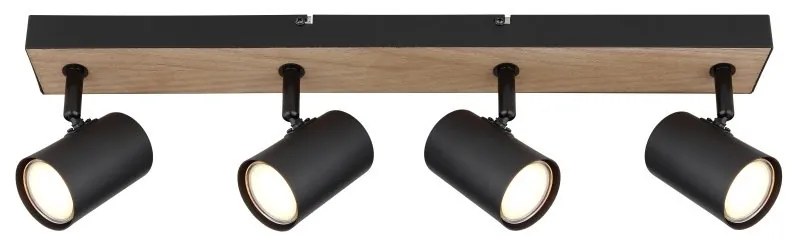 Plafoniera 4L design industrial Robby negru, maro