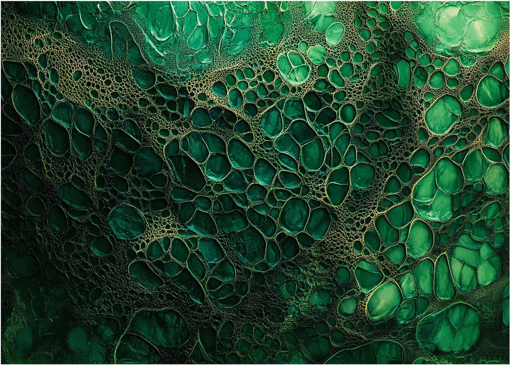 Tablou pe sticlă - Imagine microscopică verde (70x50 cm)