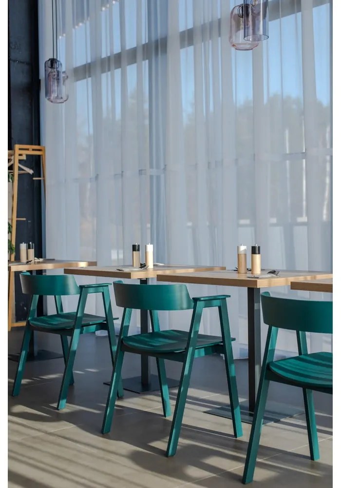 Scaun de dining petrol cu cotiere din lemn de stejar Flip – Gazzda