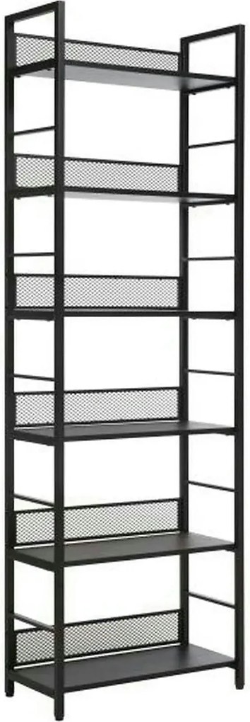 Etajera RAW R6, negru, PAL laminat/metal, 60x28x187 cm