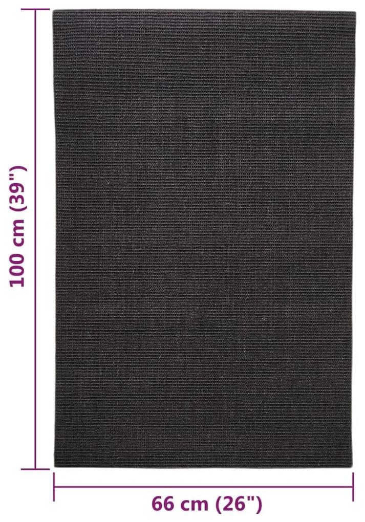 Covor din sisal, natural, negru, 66x100 cm Negru, 66 x 100 cm