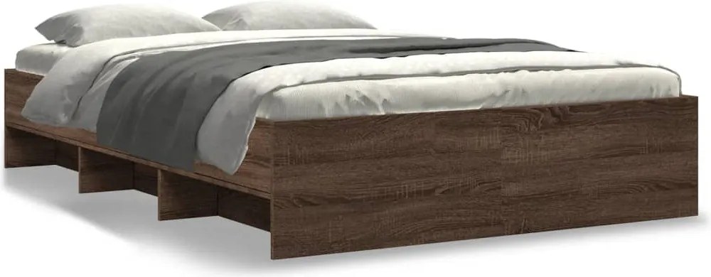 vidaXL Cadru pat fără saltea stejar maro 120x190 cm, lemn prelucrat