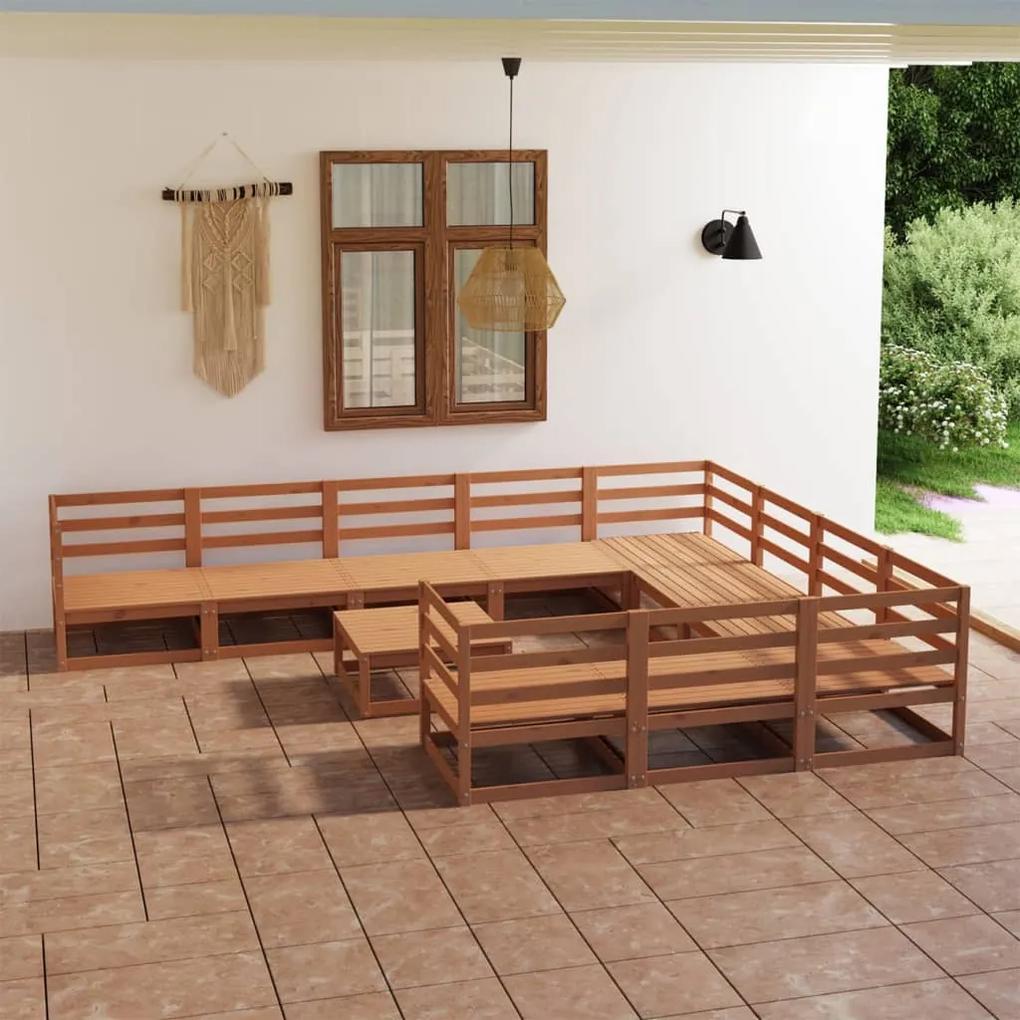 3076002 vidaXL Set mobilier de grădină, 11 piese, lemn masiv de pin