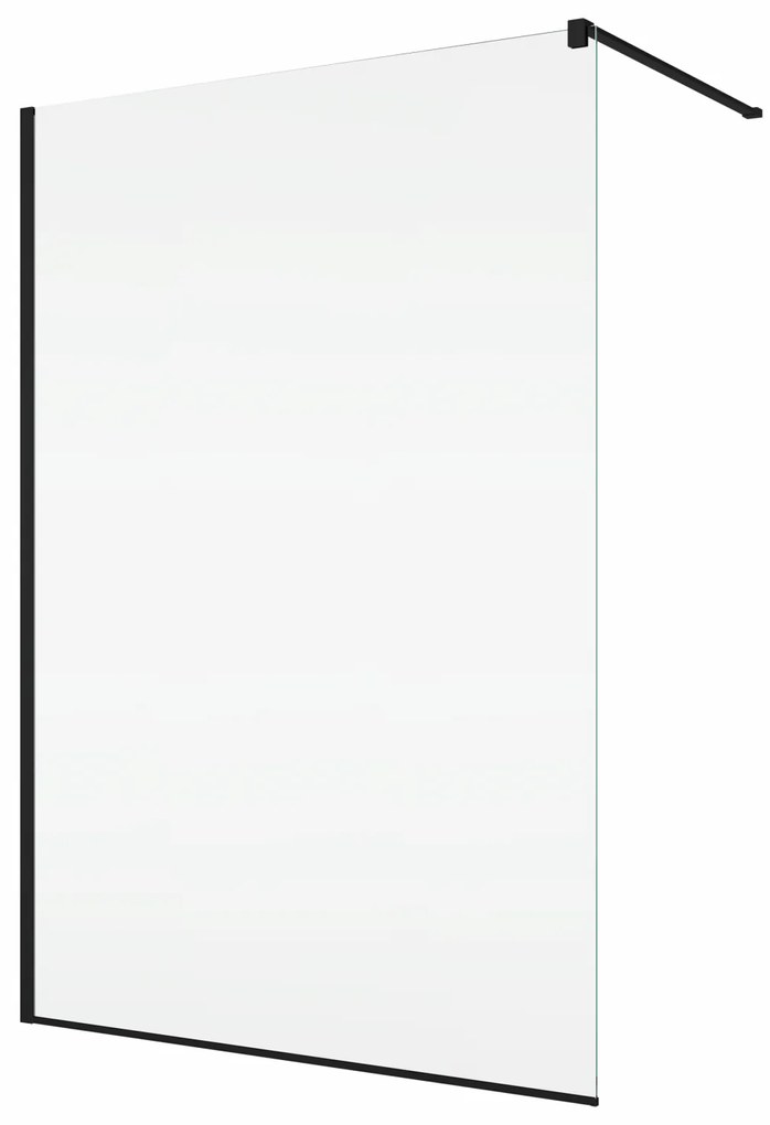 Paravan dus sticla walk-in 80x200 cm cu cadru metalic negru Sanswiss Easy 800x2000 mm, Negru mat